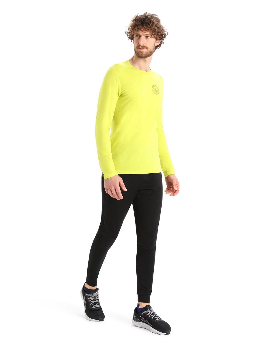 Base Layers Icebreaker Merino 200 Oasis Long Sleeve Crewe Alps 3D Męskie Żółte | PL 1597TCEV